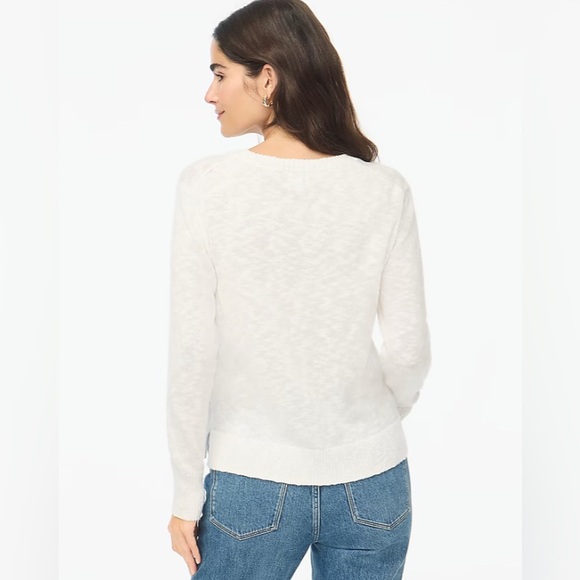 NWT J. Crew Crewneck Beach Sweater White Knit Pullover Size Small - Picture 4 of 10